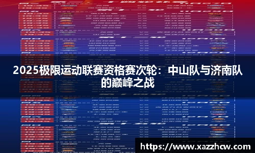 2025极限运动联赛资格赛次轮：中山队与济南队的巅峰之战